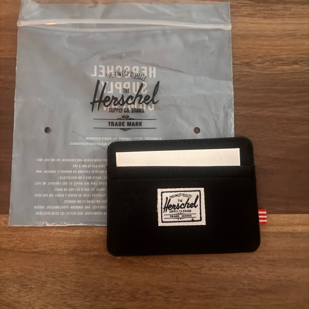 Herschel Supply Company Black Card Holder with White Logo